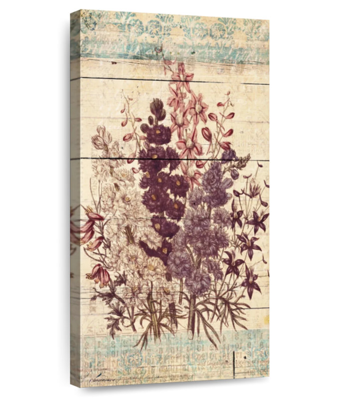 Flowers On Wood, 24" H x 12" W