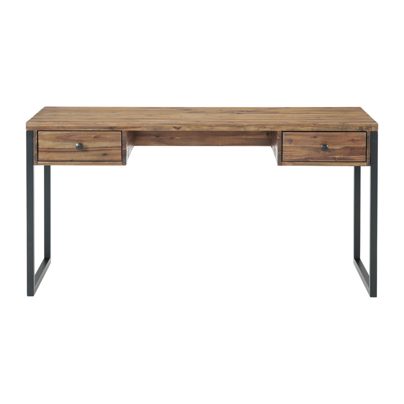 Claremont Rustic Wood and Metal Desk, 30" H x 60" W x 23" D