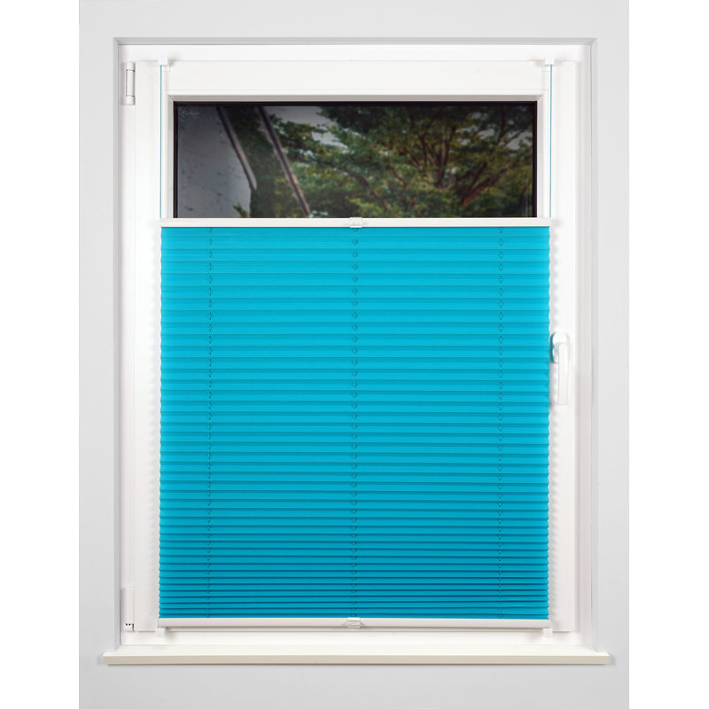 Stream Klemmfix Room Darkening Pleated Blind, Aqua blue, 130 cm L x 80 cm W