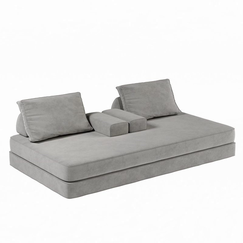 Canapé-lit convertible en chenille Boneless, Gris clair