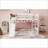 Twin Over Twin Solid Pine Floor Bunk Bed with Climbing Ramp &amp; Ladder, No Box Spring Needed, White Bedroom Furniture