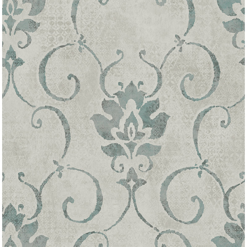 Rouleau de papier peint L 33 pi x l 20,5 po Hagans, Argent / bleu ardoise