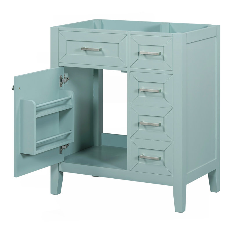 Meuble-lavabo de 30 po sans lavabo, base d'armoire seulement, armoire de salle de bain avec tiroirs, structure solide et panneau de fibres à densité moyenne, vert