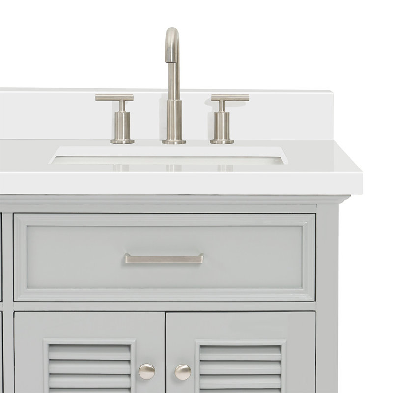 Kensington Single Vanity, Gray, Pure White Quartz