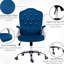Chaise de bureau à domicile, fauteuil d'ordinateur en velours, fauteuil de bureau capitonné à boutons avec roulettes pivotantes, hauteur réglable et fonction d'inclinaison-692379118