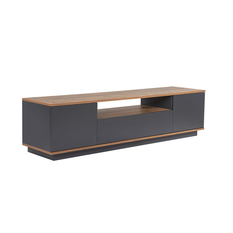 Modern Industrial TV Stand, Anthracite & Atlantic Pine, 70.9 x 17.6 x 17.6 inches | 100% Melamine Coated Particle Board, Thickness: 0.7 inches | Push-To-Open Doors, Stylish & Functional Design for Living Room or Home Theater