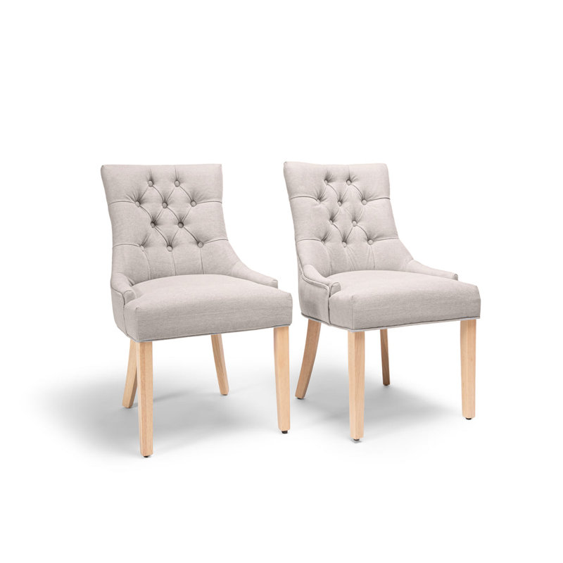 Norval Upholstered Dining Chair, White Wash , Soft Beige