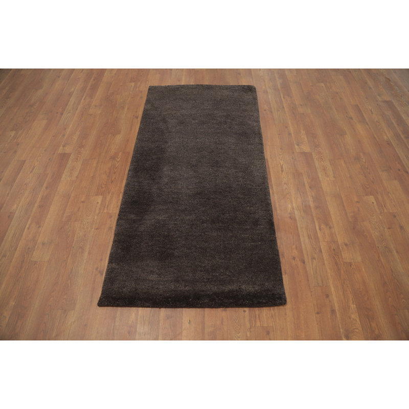 Luxueux tapis brun foncé de style Gabbeh 2 x 5 pour une élégance subtile dans n'importe quelle pièce