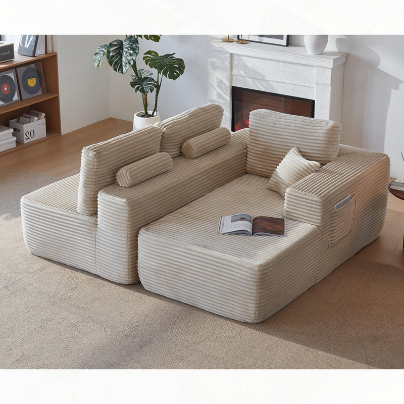 Canapé modulaire en L 104 po, Beige