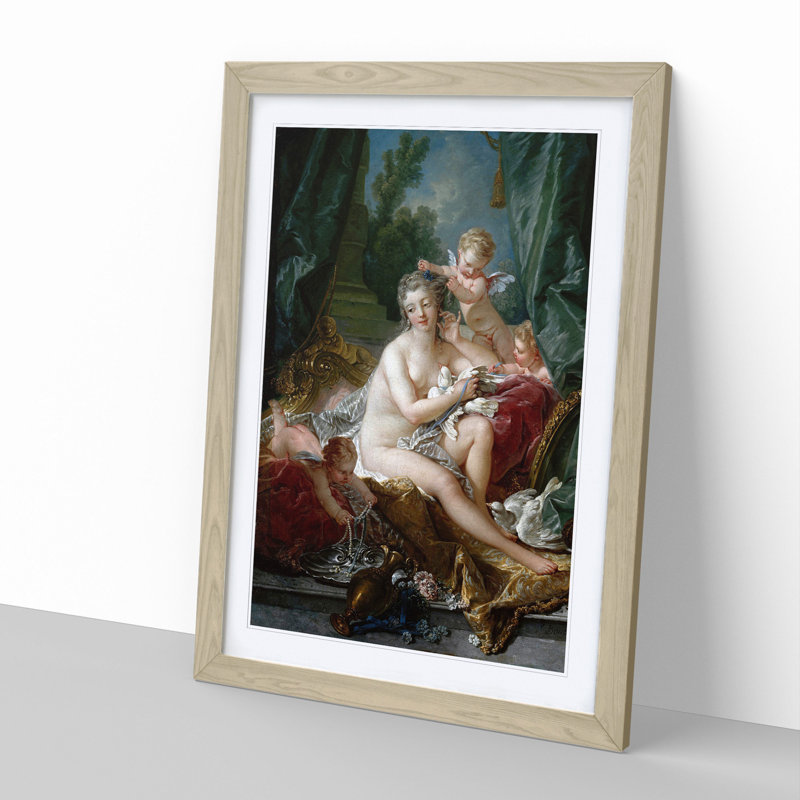Seated with Cupids by Francois Boucher - Picture Frame Painting, 65cm H x 48cm W x 2cm D, Oak Framed