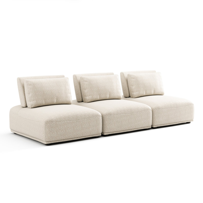 Canapé modulaire 3 pièces Aukeem, Polyester crème