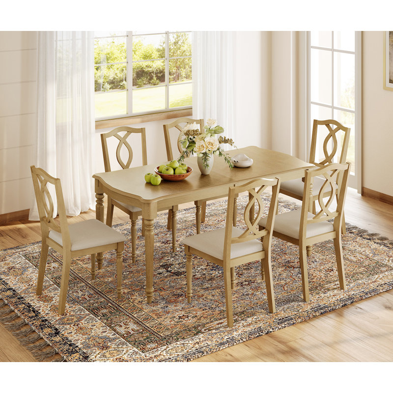 Ensemble de salle à manger 7 pièces, une table et 6 chaises, ensemble de table de salle à manger pour 4 à 6 personnes, chêne