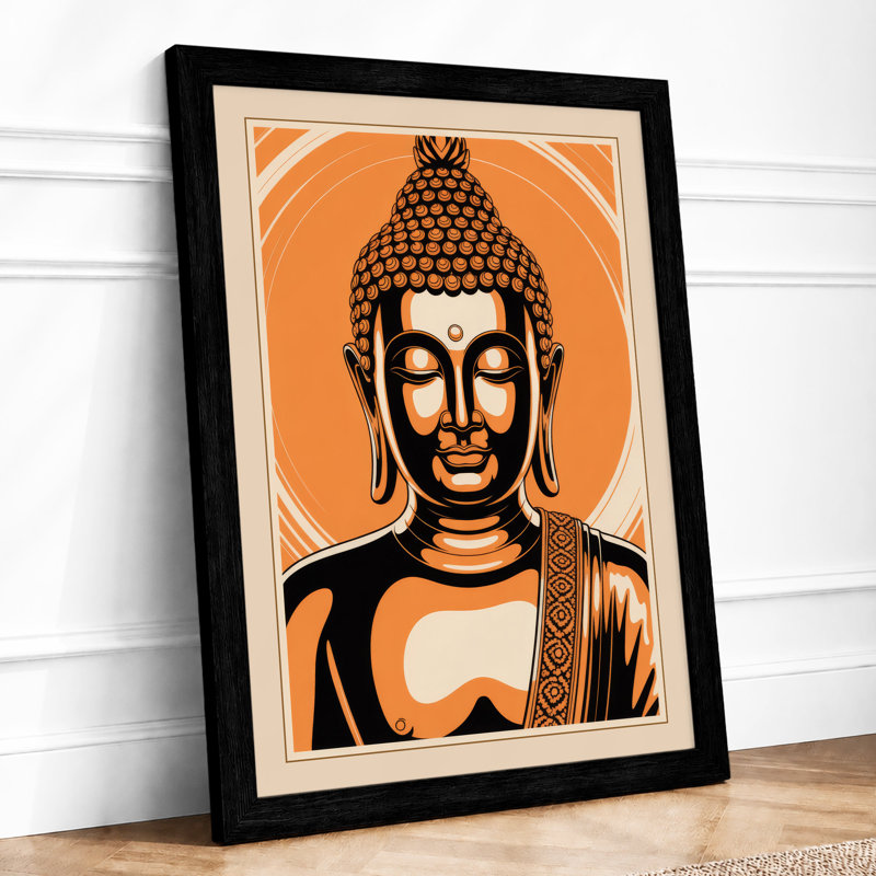 Buddha in Orange Modern - Framed Print, Black, A3 - 42.0 x 29.7 cm