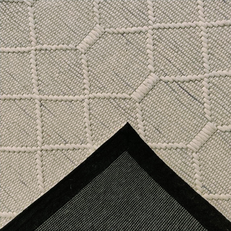Tapis géométrique beige tissé à la main, Rectangle 8 pi x 10 pi