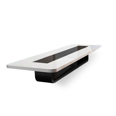 Table de conférence rectangulaire en bois manufacturé blanc et noir