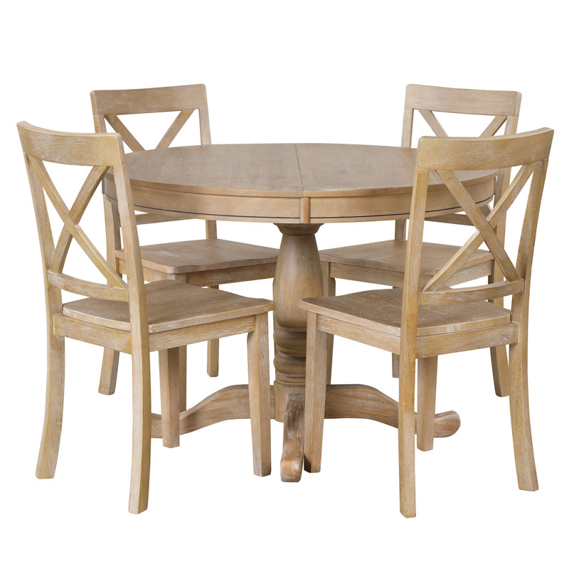 5 Kitchen Dining - And Comfortable Natural Wood Wash Ideal For Restaurant, Apartment Modern 4 Table Tabletop Solid Chairs Appearance For
