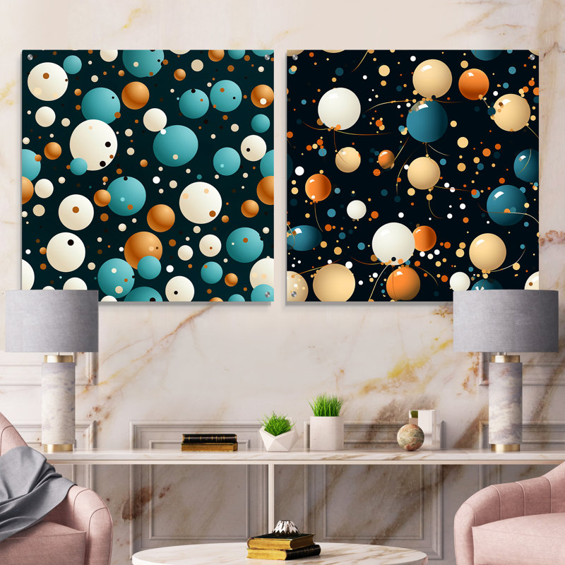 Braxton - Ensemble de 2 peintures murales abstraites en acrylique, H 16 po x l 33 po