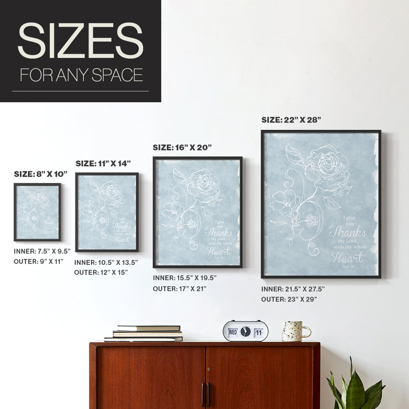 Whole Heart Framed Print - Solid Wood, Black, 10" H x 8" W