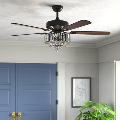Boynton 52" Black Ceiling Fan with Light Kit and Reversible with Dimmable