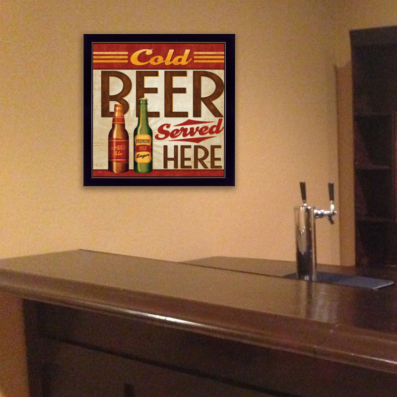 Cold Beer Served Here Black Framed Canvas Wall Art