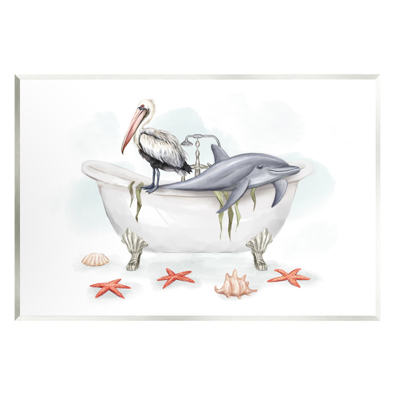 «Nautical Bathaign Animals» sur panneau de fibres à densité moyenne par Ziwei Li, H 13 po x l 19 po x P 0,5 po