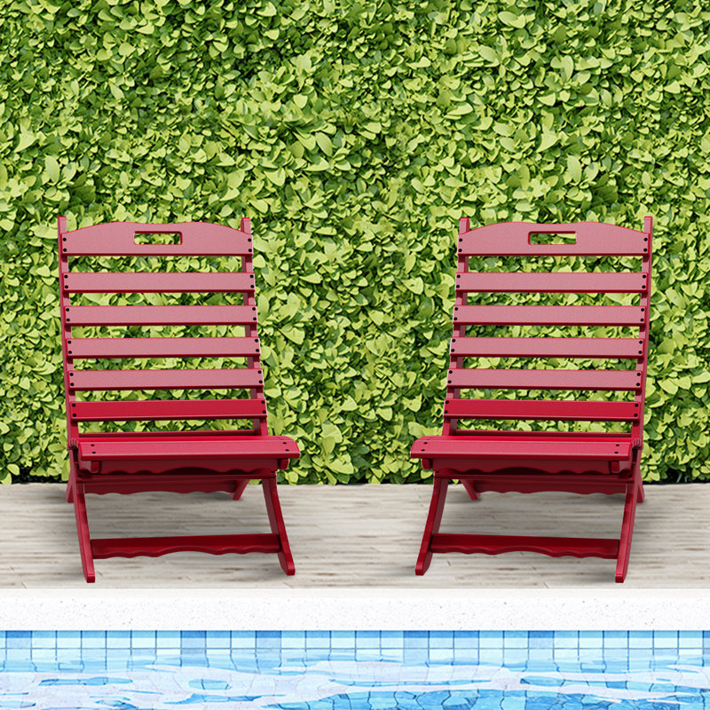 Alexeya Foldable Outdoor Adirondack Chair, Red