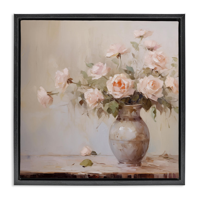 Cadre flottant romantique avec bouquet de roses, design par Arlington Prints, Cadre flottant noir de jais, H 18 po x l 18 po