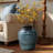 Rippled Blue with Brown 15.75-Inch Tall Round Ceramic Vase