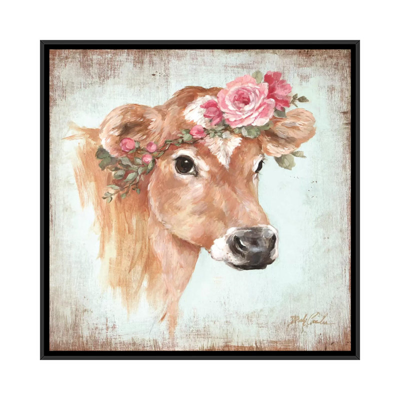 « rosie », reproduction sur toile, H 18 po x l 18 po x P 1,5 po, Toile avec cadre flottant noir, Pas de tapis