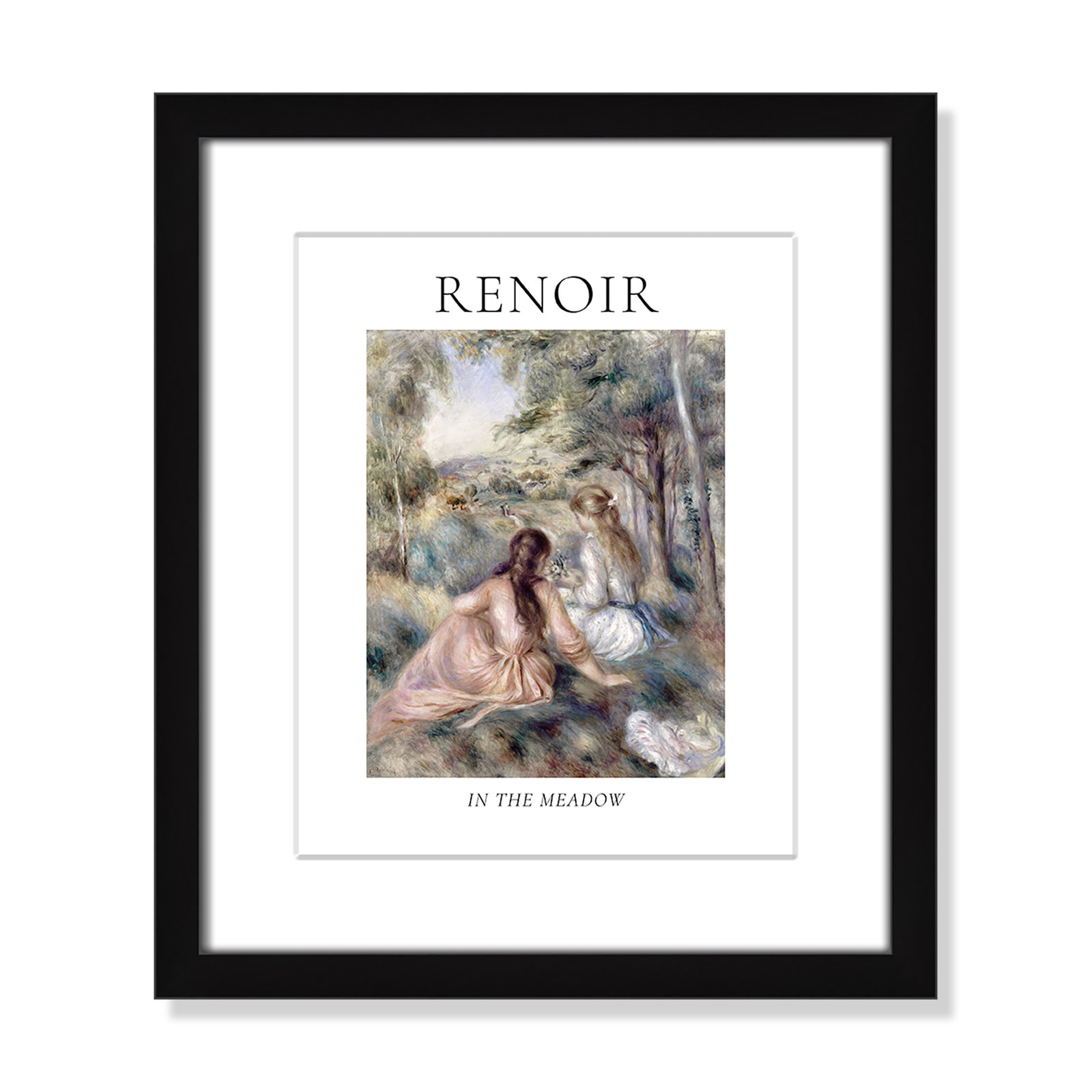 Old Masters Collection " In The Meadow " by Auguste Renoir, Black Single Picture Frame, Yes, 15" H x 13" W x 1.25" D
