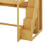 Grand lit mezzanine en bois avec escalier et garde-robe, tablettes de rangement et espace sous le lit-605217533