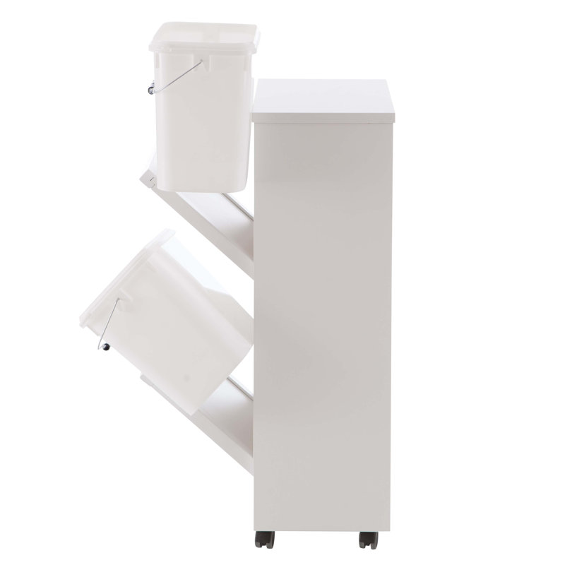Millwright Solid Wood Manual Lift Recycling Bin - 24L, White