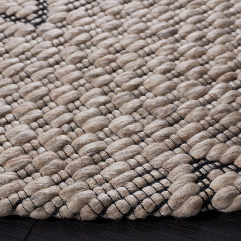 Marbella Hand Woven Wool And Cotton With Latex Geometric Rug, Round 6'
