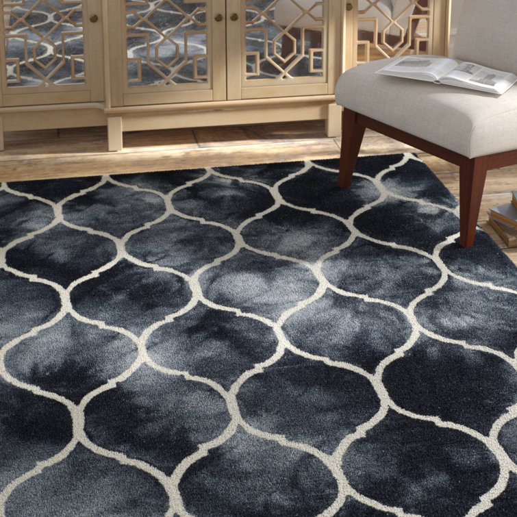 Coleman Hand Tufted Wool/Cotton Geometric Rug in Ivory/Graphite