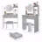 Round LED Mirror Vanity Table with Soft Cushion Stool, Touch Switch, 3 Colors, Adjustable Brightness, Large Desktop-1489490209