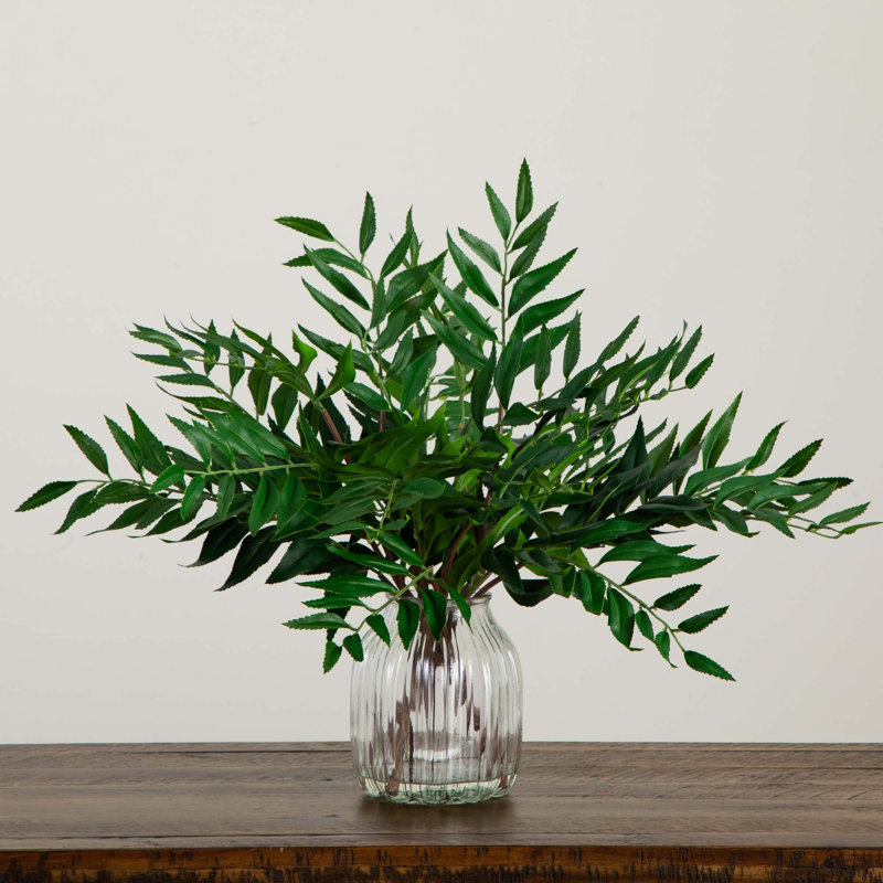 19-inch Green Fern Arrangement in Clear Glass Vase