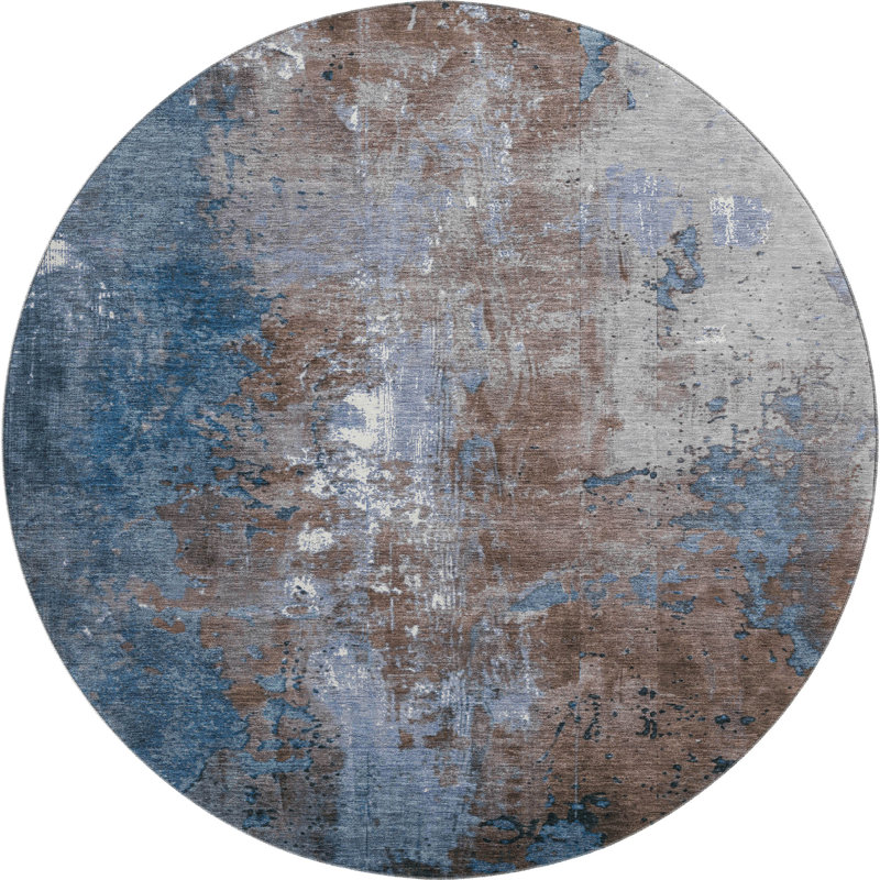 Premium Machine Washable Crestover AMF1870 Abstract Rug, Round 8'
