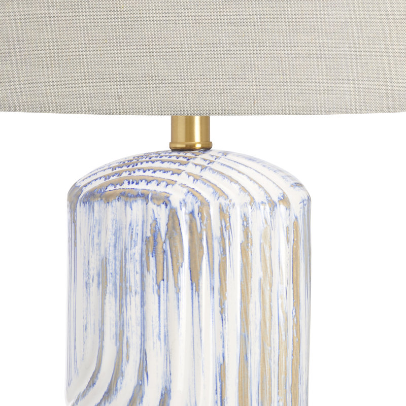 30" Crystal Table Lamp With Beige Shade