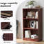 Bibliothèque autoportante à 3 tablettes en bois réglables pour bureau à domicile, 3 couches, acajou