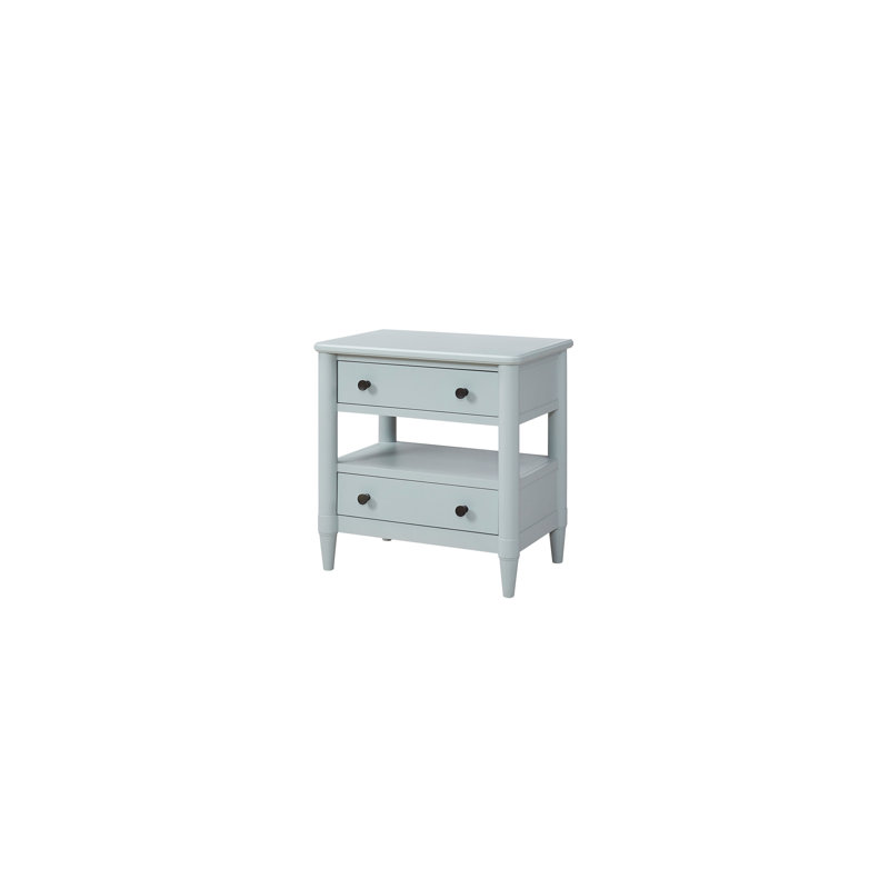 Table de chevet, table de bout en bois avec 2 tiroirs, Light Blue