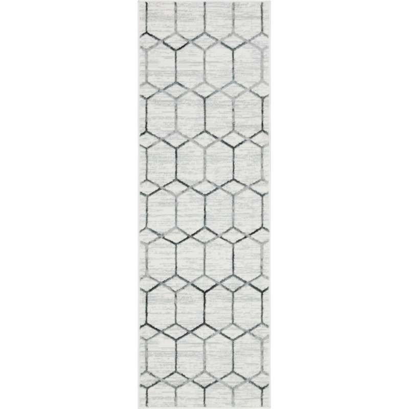 Tapis ivoire / gris Isayana, Tapis de couloir 2 pi x 6 pi 1 po