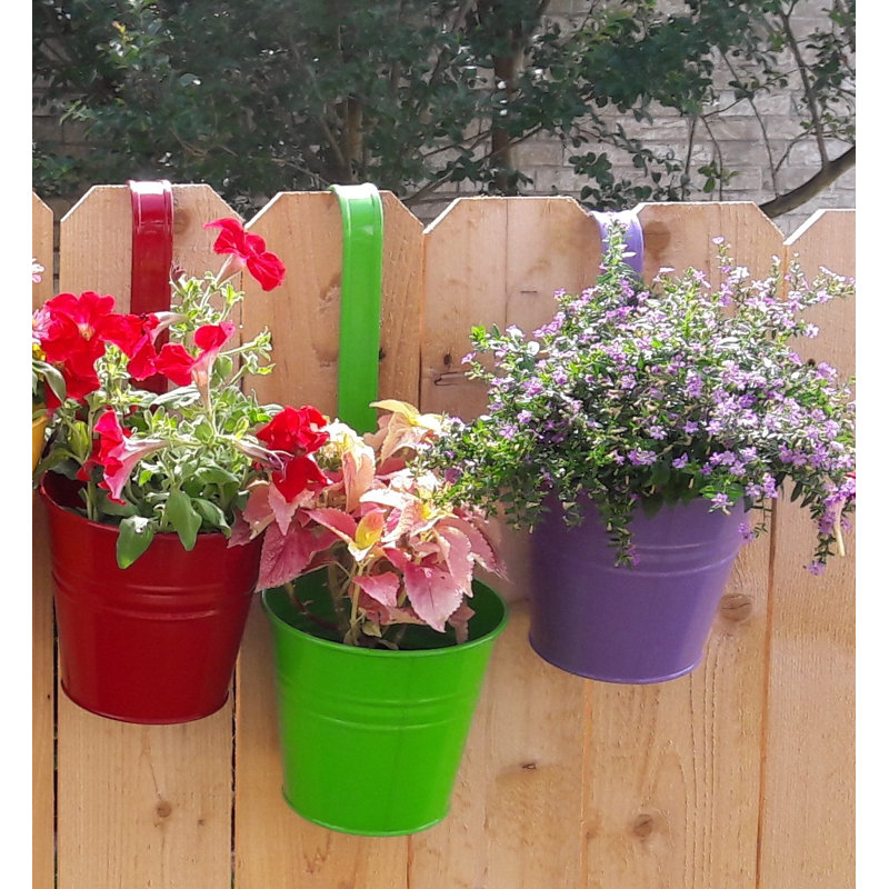 Aardsma Metal Railing Planter, 3, Red/Apple Green/Violet
