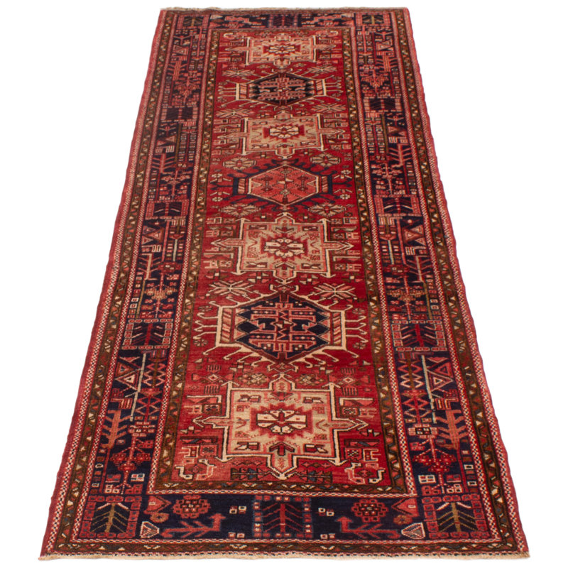 Tapis de couloir unique en laine 3 pi 10 po x 10 pi 4 po Konya - rouge