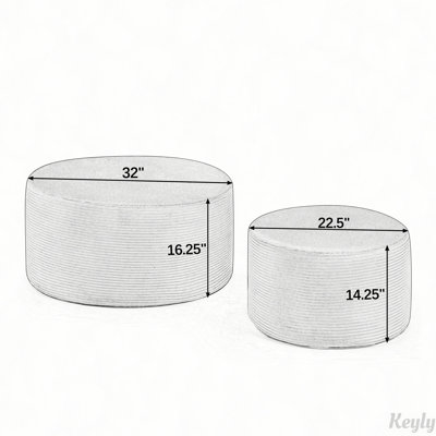 Ensemble de 2 poufs cylindriques rembourrés