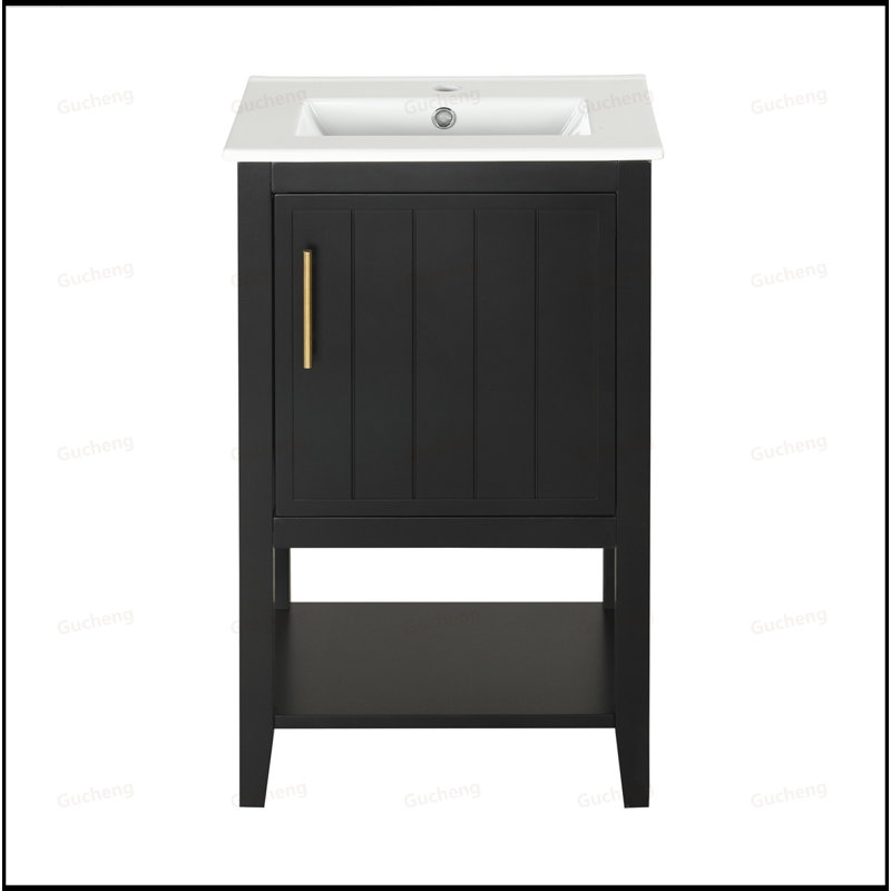 Meuble-lavabo à fermeture en douceur 20 po avec lavabo, Black