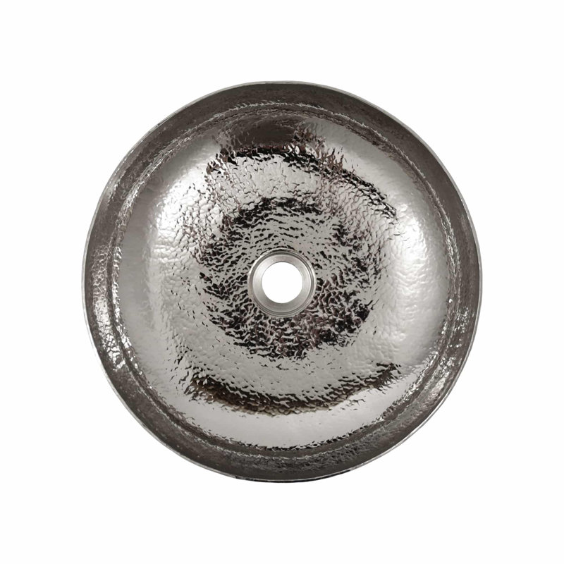 Maestro Copper Circular Vessel Bathroom Sink, Polished Nickel