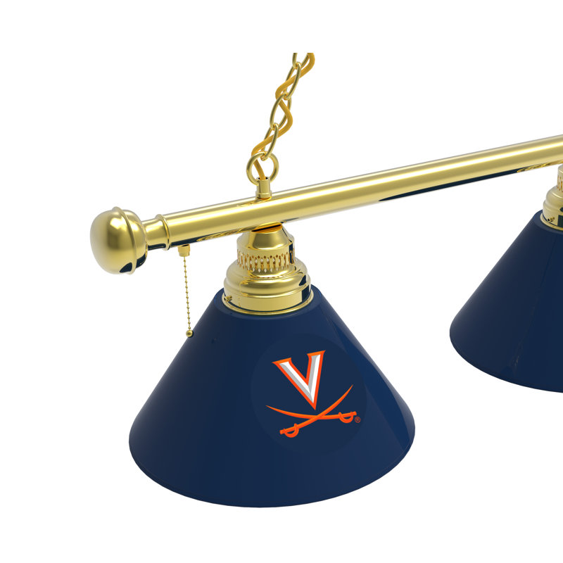 3 - Light Pool Table Lights Pendant, Brass, Virginia Cavaliers