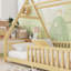 Lit double avec lumière, lit surélevé avec clôture et toit pour enfants, naturel-1228863058-1228863061