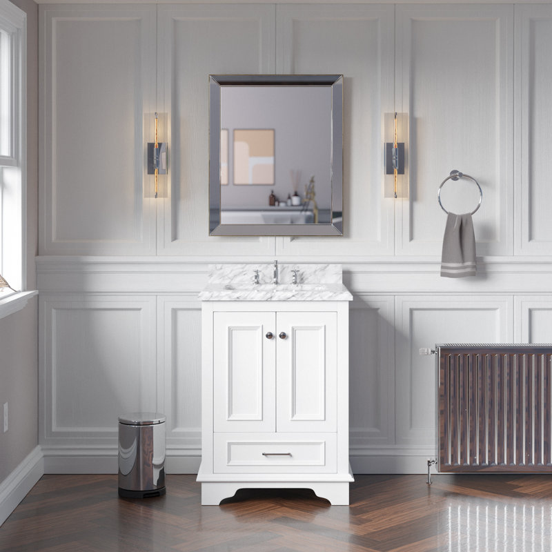 Lark Manor™ Loughlam 24'' Single Bathroom Vanity with Carrara Marble Top