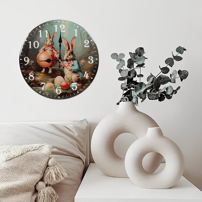 Horloge murale en bois 10 po, mouvement silencieux, à piles (piles AA non incluses), décor artistique, parfait pour les décorations